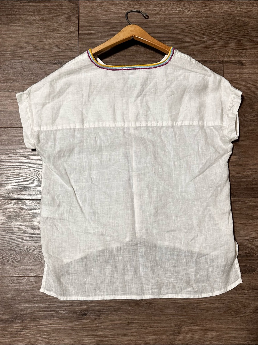 Rachel Zoe White LINEN Top V-Notch Neckline - Picture 3 of 7